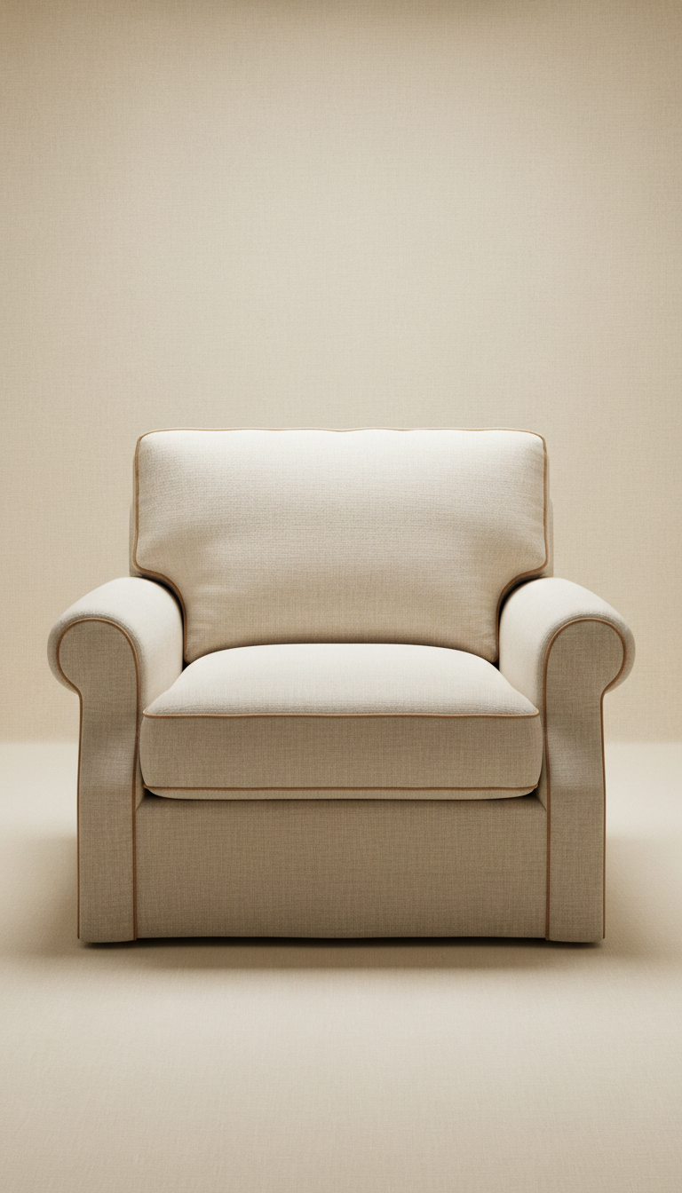 Parchment linen armchair with tufted back