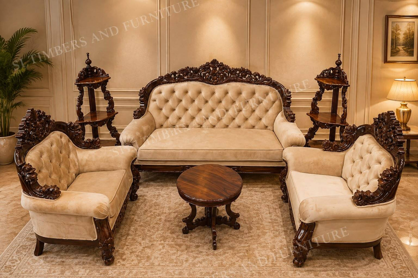 Premium Rosewood 3+1+1 Sofa