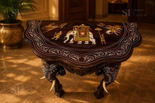 Royal Rosewood Console Table with Elephant Legs - Image 2