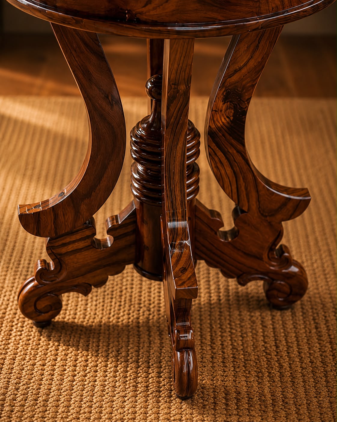 Rosewood Round Teapoy with Tree of Life Inlay - Image 3