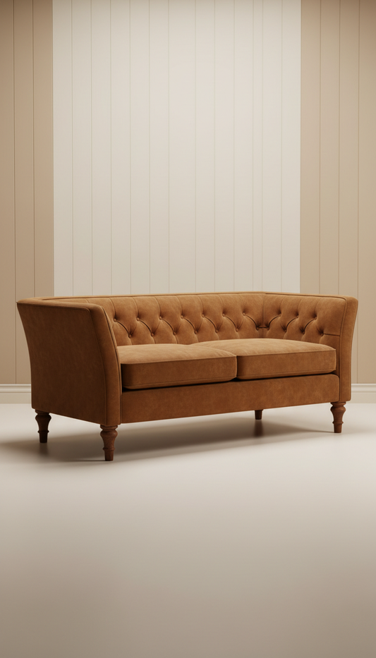 Heritage velvet sofa with hand-tufted seats