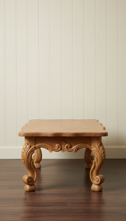 Artisan carved coffee table in rosewood