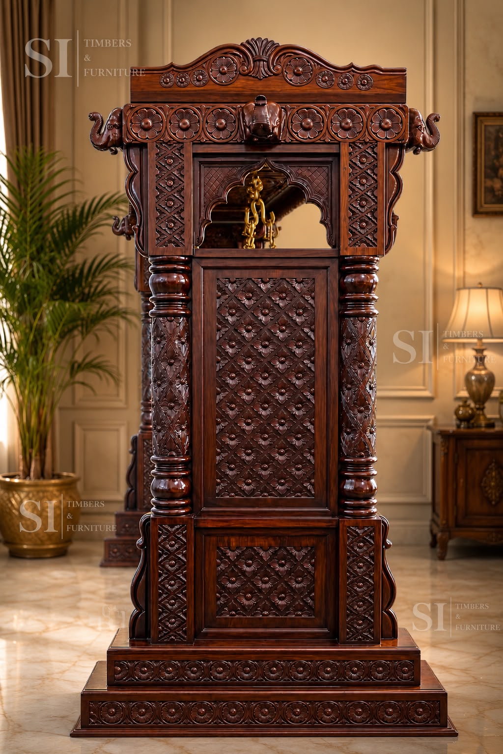 Premium Rosewood Four-Pillar Ceiling Swing - view 2