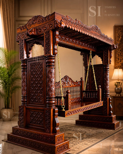 Premium Rosewood Four-Pillar Ceiling Swing - view 3
