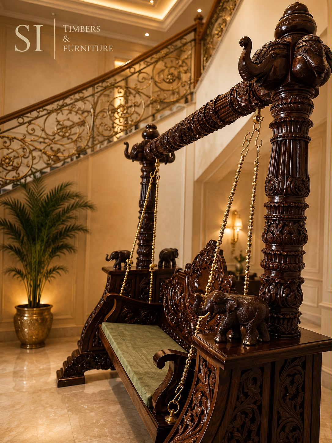 Premium Rosewood Elephant 8×8 Pillar Swing - view 2