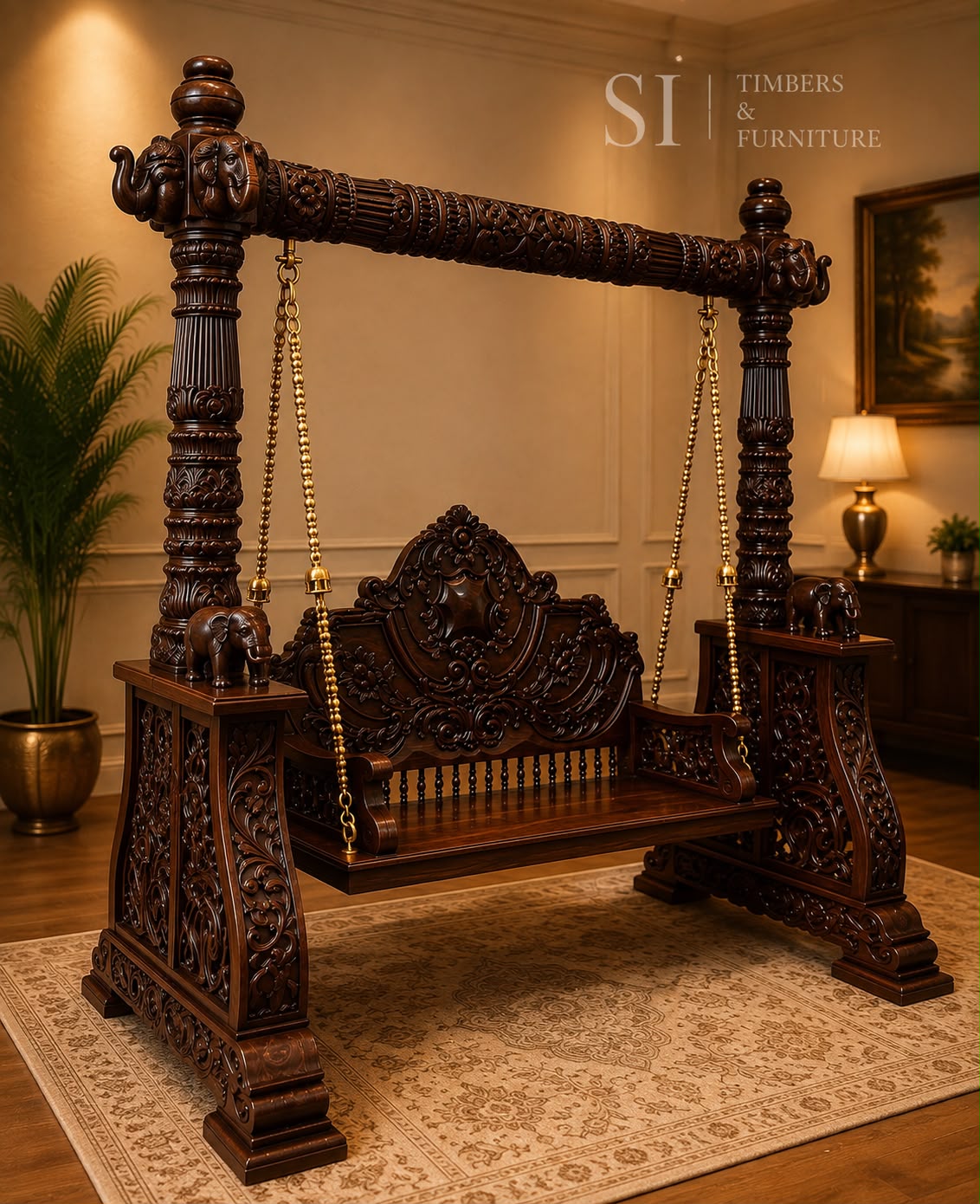 Premium Rosewood Elephant 8×8 Pillar Swing - view 3