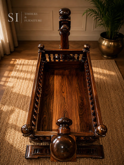 Royal Pure Rosewood Baby Cradle with Inlay Work - Image 3