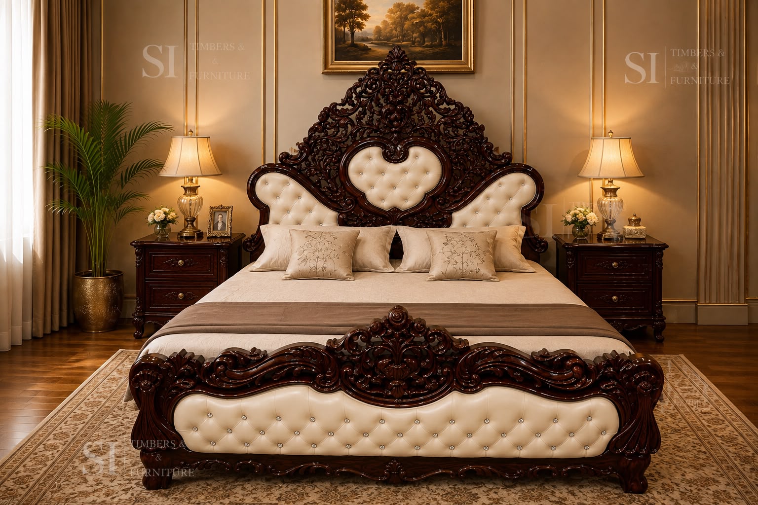 Premium Rosewood Big Cot - front view