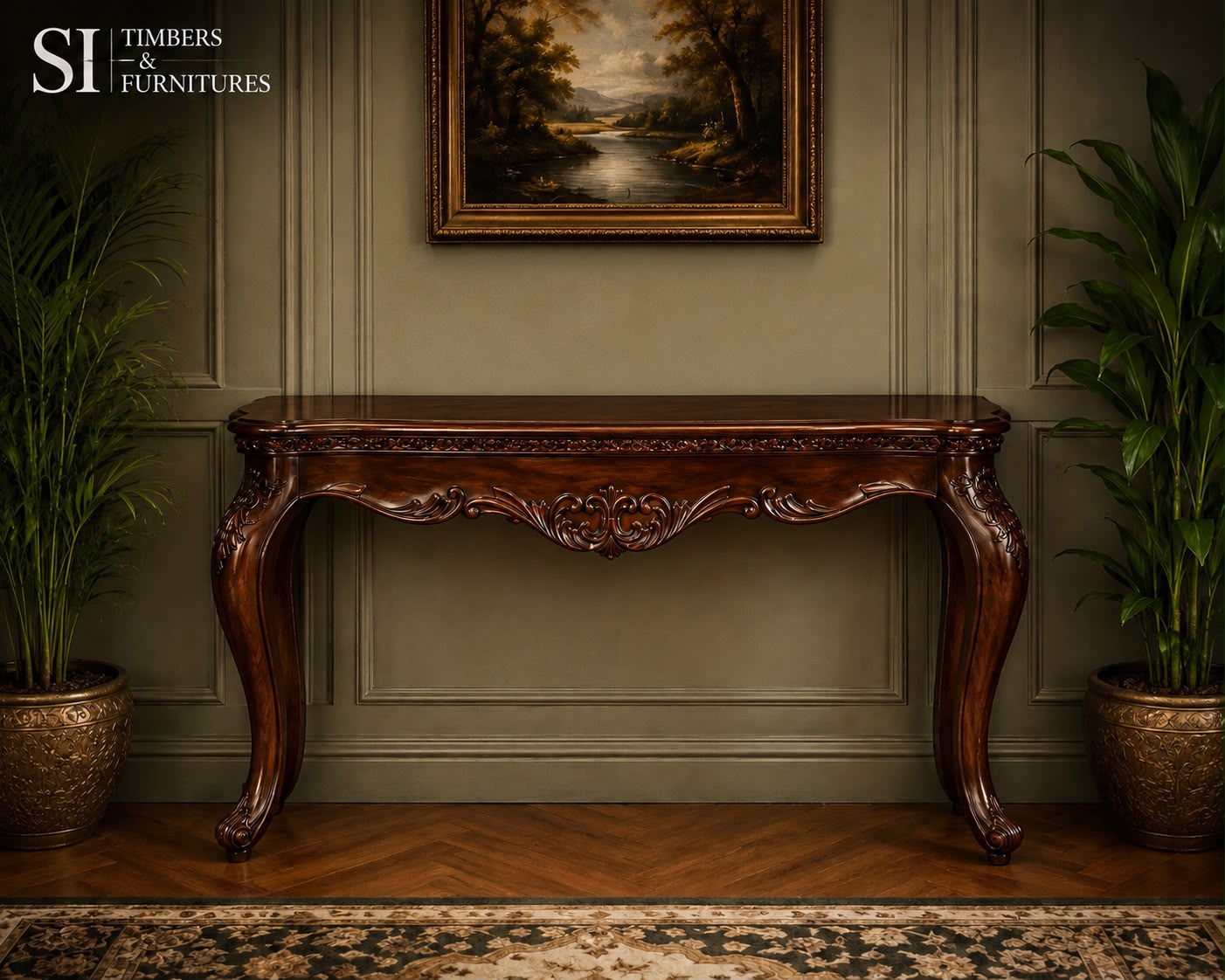 Luxury Hand-Carved Rosewood Console Table - Image 2