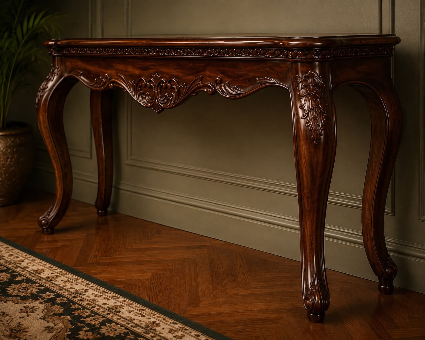 Luxury Hand-Carved Rosewood Console Table - Image 3
