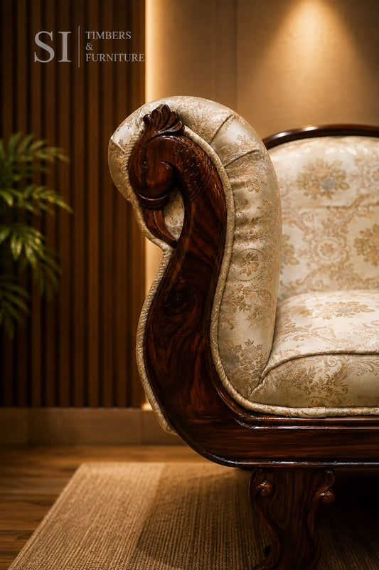 Royal Peacock Rosewood Diwan – Three-Seater - Image 2