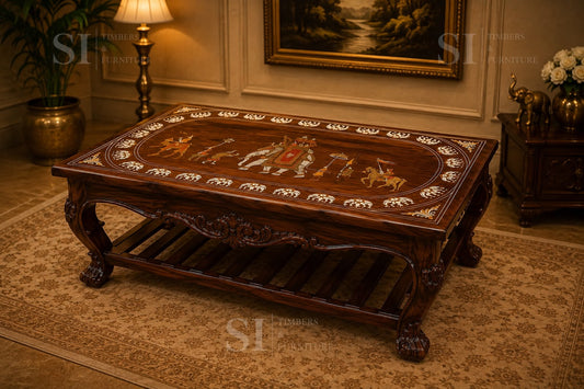 Royal Rosewood Dussehra Inlay Coffee Table - Image 2