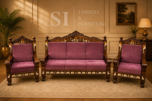 Premium Rosewood Dussehra Inlay 3+1+1 Sofa