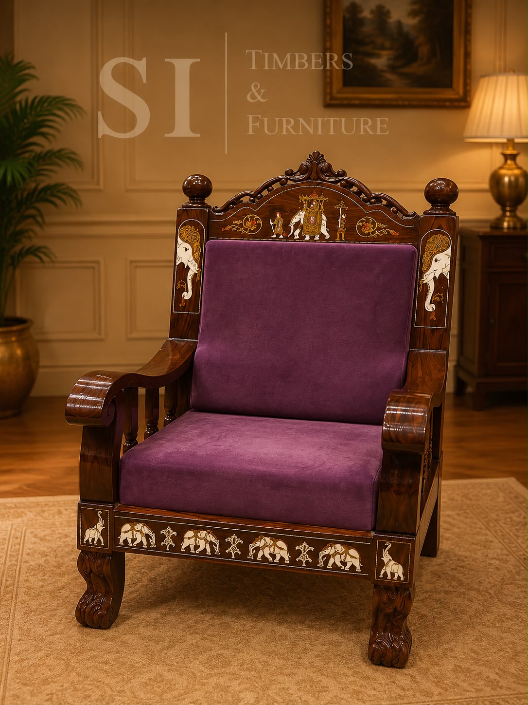 Premium Rosewood Dussehra Inlay 3+1+1 Sofa