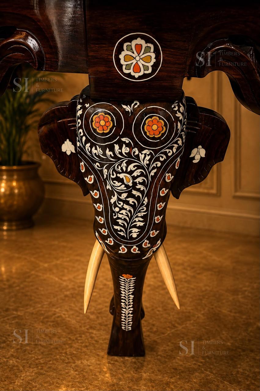 Royal Rosewood Console Table with Elephant Legs - Image 3