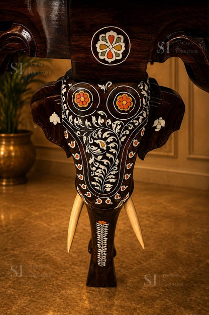 Royal Rosewood Console Table with Elephant Legs - Image 3