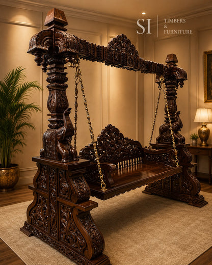 Premium Rosewood Elephant Pillar Swing - view 2