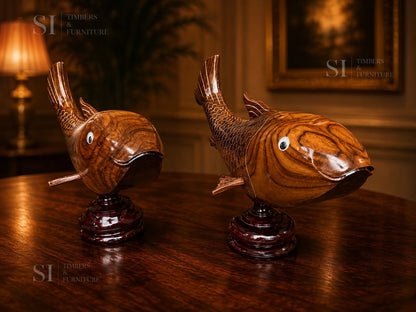 Handcrafted Solid Rosewood Fish Showpiece - Image 1