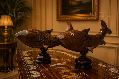 Handcrafted Solid Rosewood Fish Showpiece - Image 3