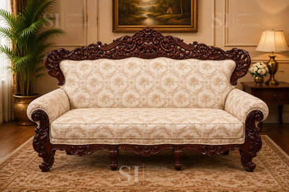 Premium Rosewood Floral Curve Leg 3+1+1 Sofa