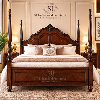 Premium Rosewood Half Piller Cot - front view