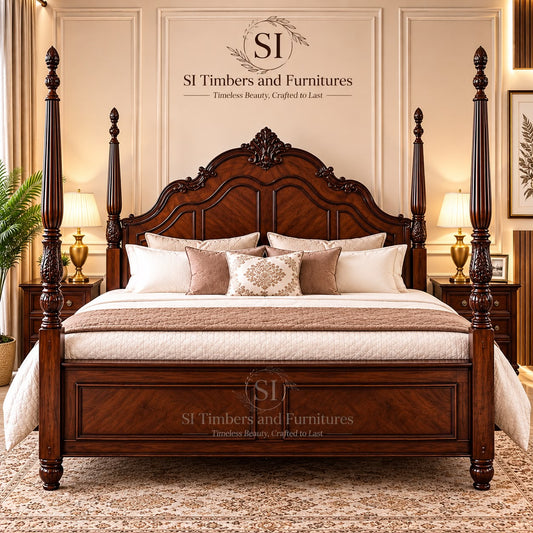 Premium Rosewood Half Piller Cot - front view