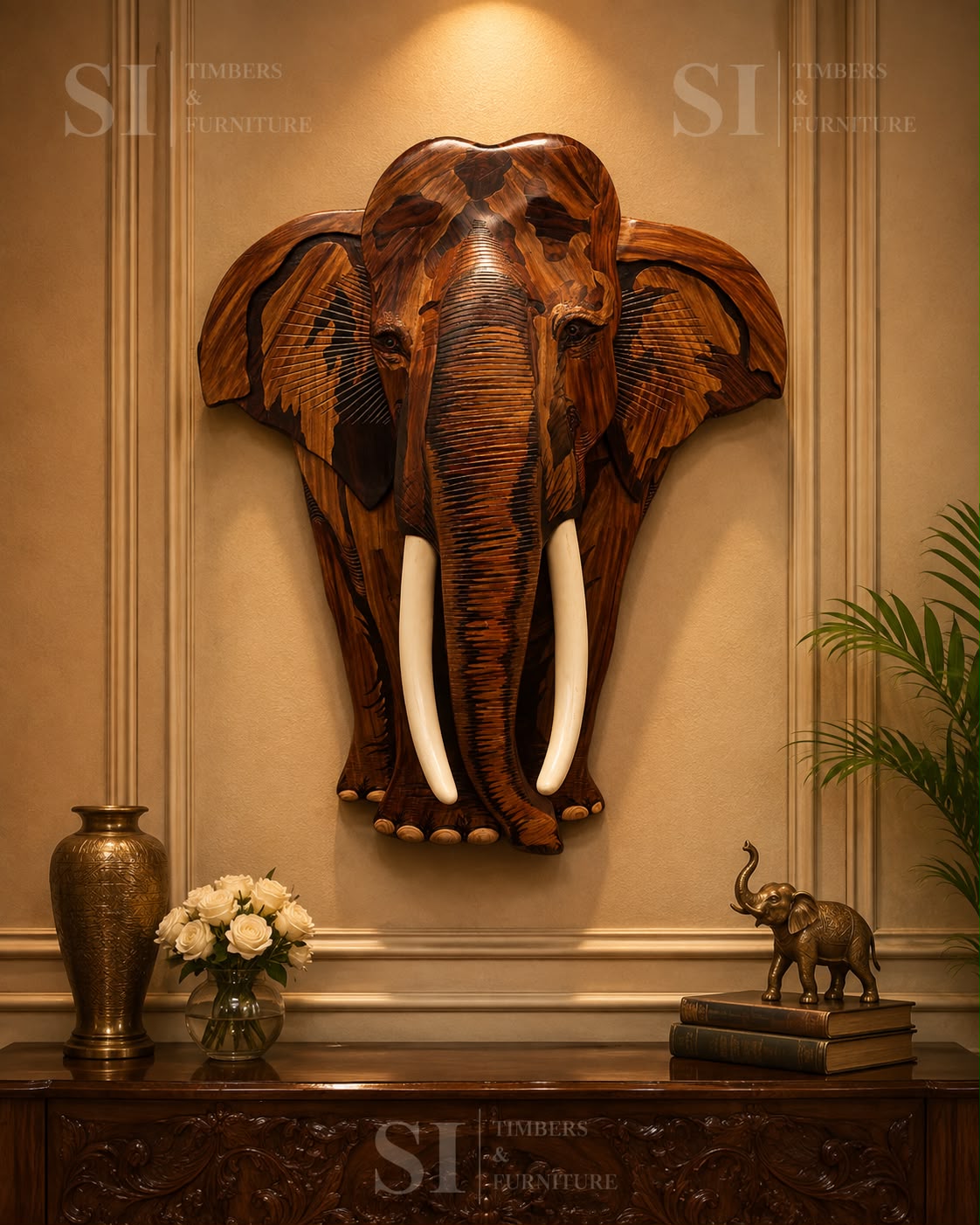 Royal Rosewood 3D Elephant Wall Art - Image 1
