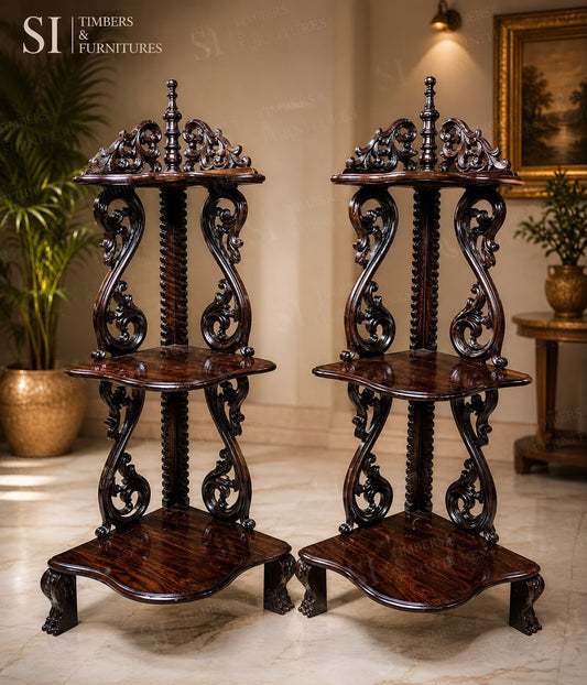 Heritage Rosewood Carved Corner Stand - Image 1