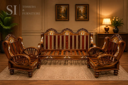 Premium Rosewood Inlay 3+1+1 Sofa
