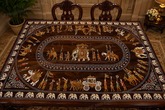 Royal Rosewood Inlay-Top Dining Set – Six-Seater - Image 2