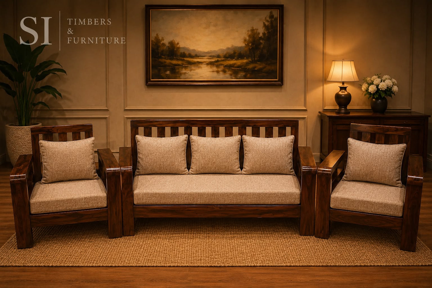 Premium Rosewood Magzine 3+1+1 Sofa
