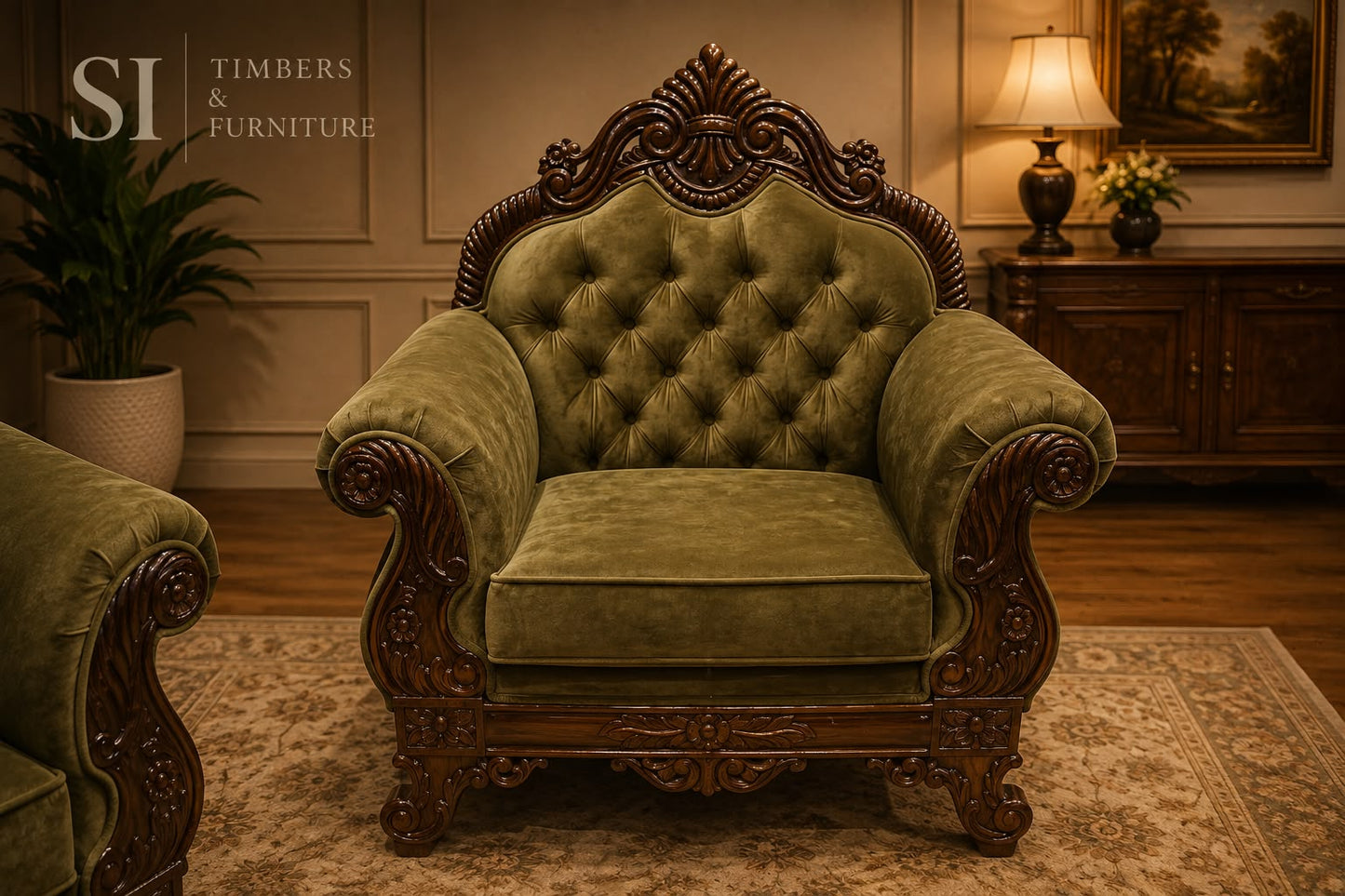 Premium Rosewood Majestic 3+1+1 Sofa