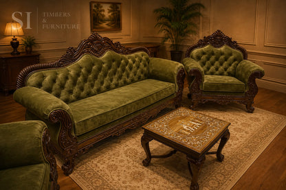 Premium Rosewood Majestic 3+1+1 Sofa