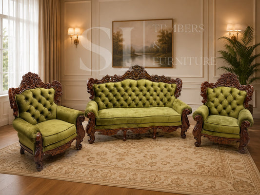 Premium Rosewood Olive 3+1+1 Sofa