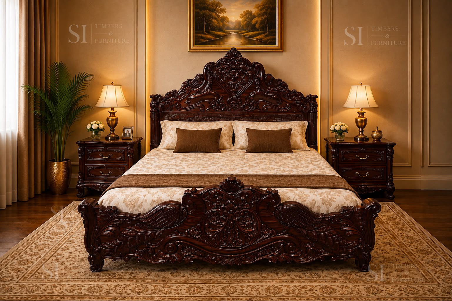 Premium Rosewood Peacock Cot - front view