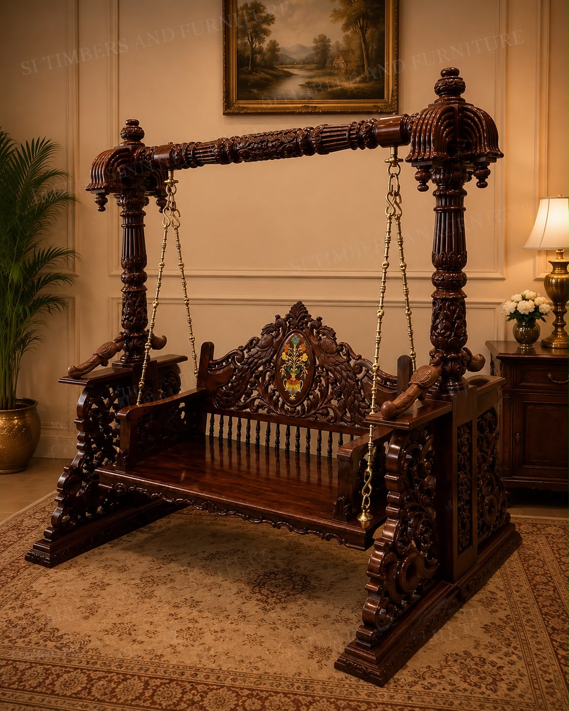 Premium Rosewood Peacock Pillar Swing - view 2