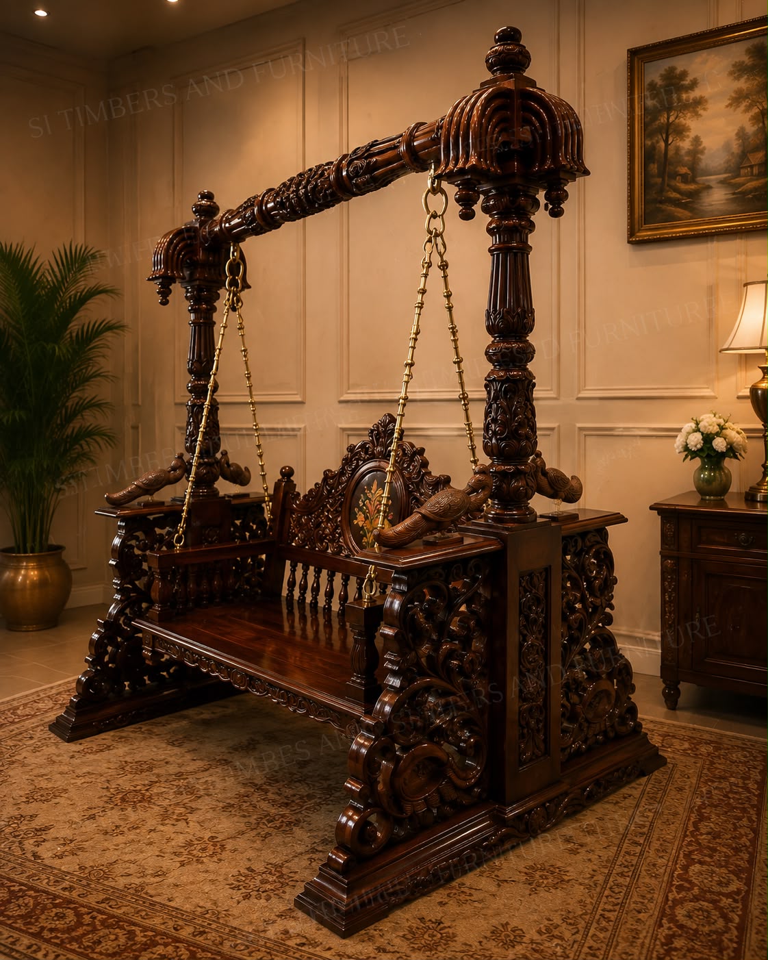 Premium Rosewood Peacock Pillar Swing - view 3