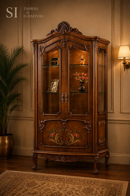 Luxury Hand-Carved Rosewood Glass Display Showcase - Image 2