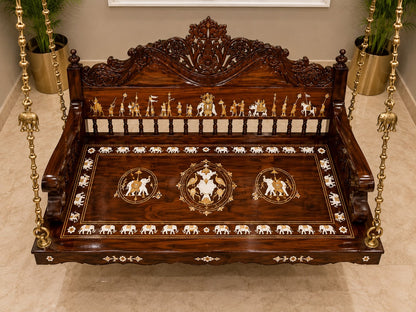 Royal Rosewood Ceiling-Mounted Swing with Inlay Work - Image 3