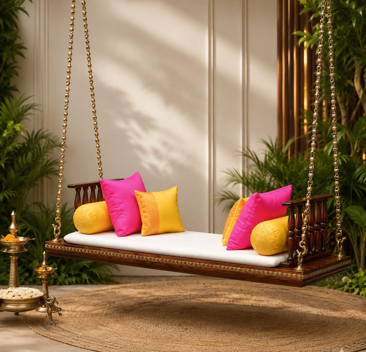 Handcrafted Rosewood Plank Hanging Swing - Image 2