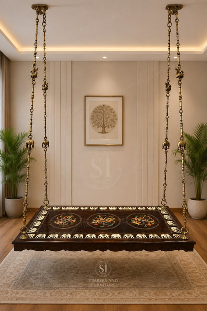 Handcrafted Rosewood Plank Hanging Swing - Image 3