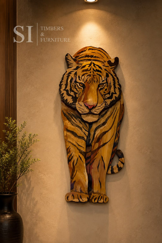 Handcrafted Rosewood 3D Tiger Wall Art - Image 1